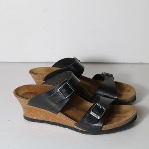 Birkenstock Papillio Black Wedge Sandals Size 39 2 Straps